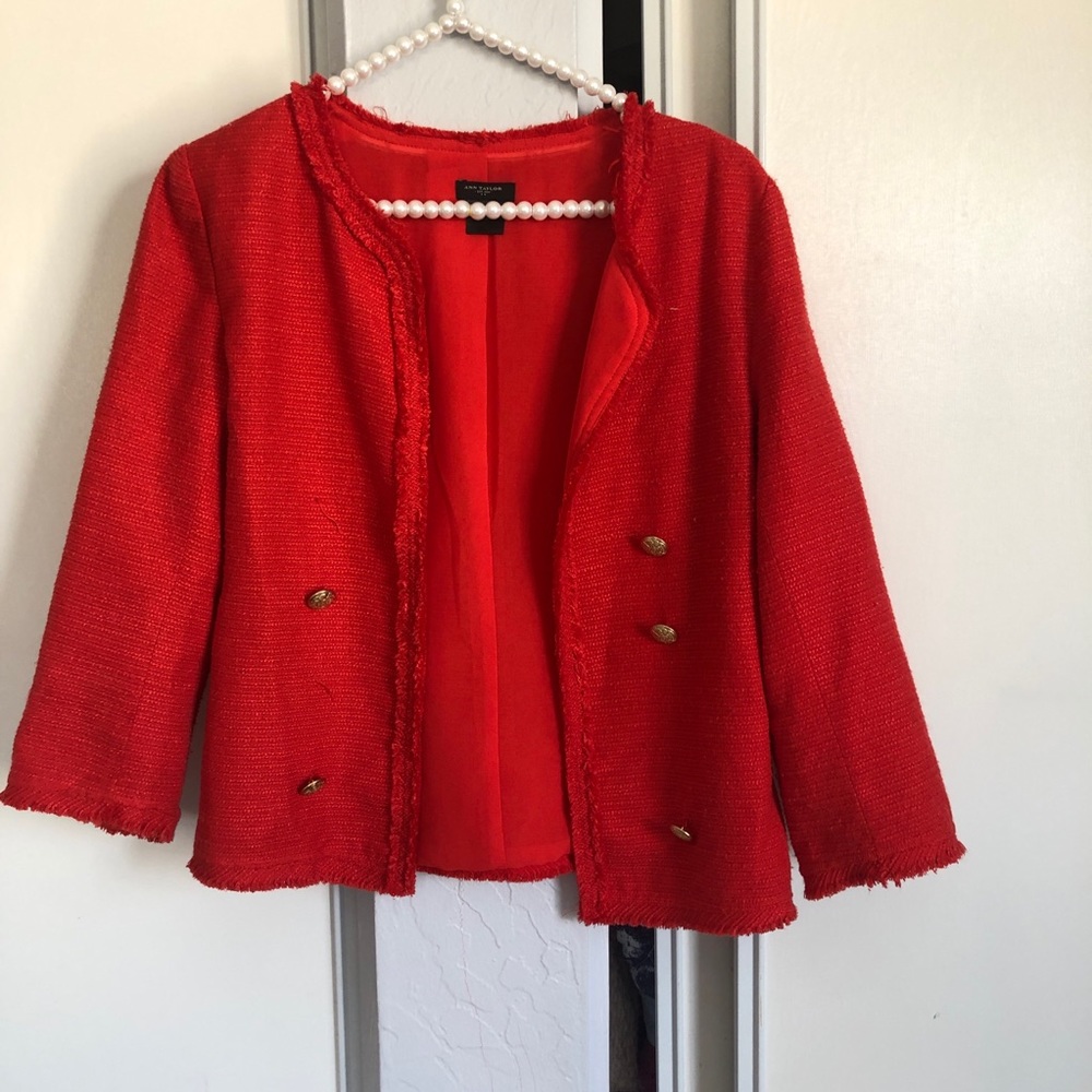 Ann Taylor Tweed Orange Jacket